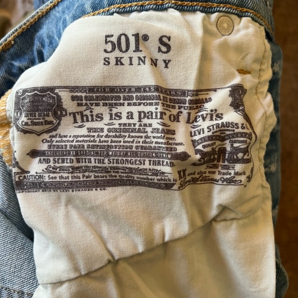 Levi’s 501 Skinny Light Wash Jeans 25W L28 - Picture 5 of 6